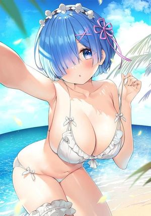 Bikini Rem showing off big titties