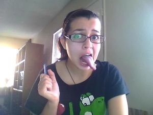Girlfriend tongue with glasses