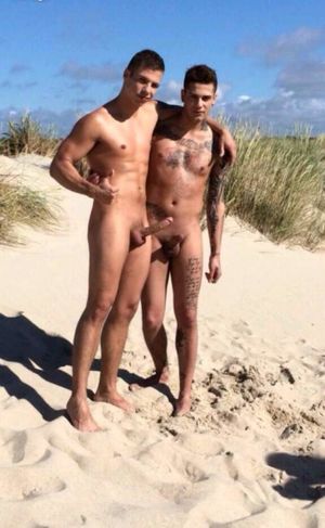 nice beachpose - but with hard cocks...