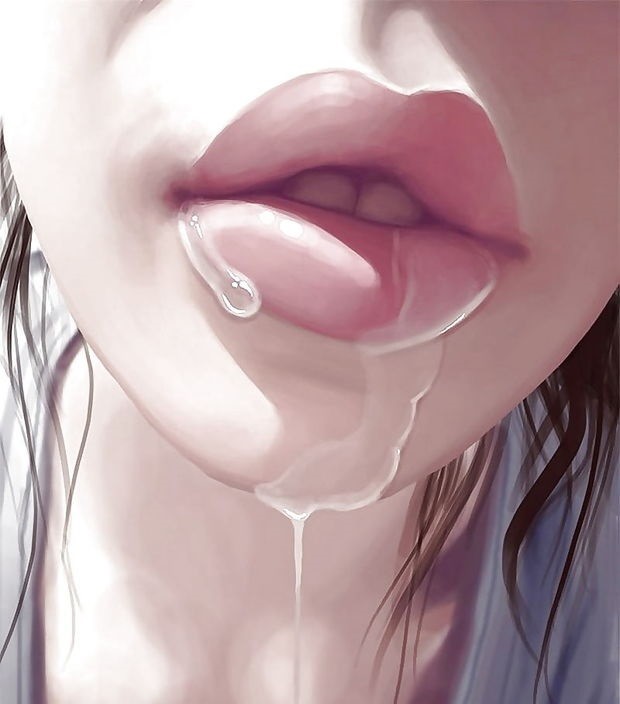 Wet drooling lips toon