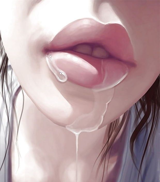 Wet drooling lips toon