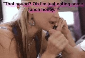 She's just swallowing her lunch