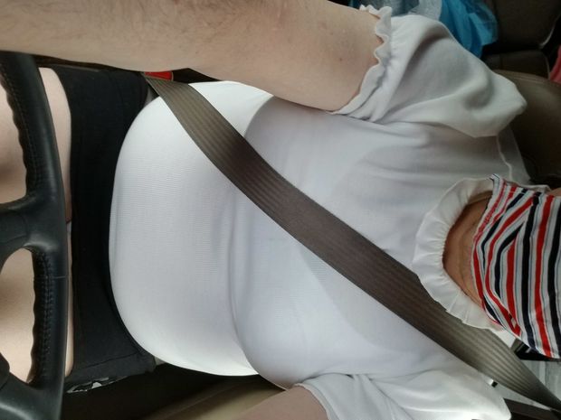 Out for a drive in my new skirt