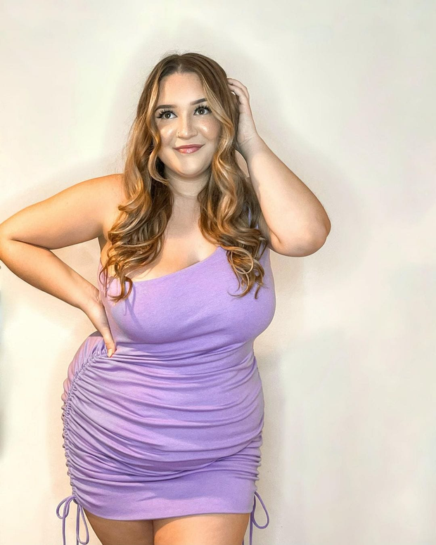Smiley Brunette In Lavender Dress