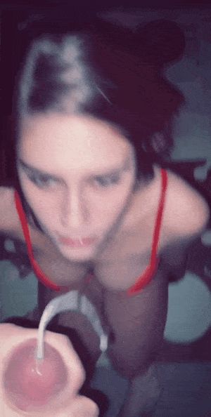 Cute amateur in underwear getting rained on by cum