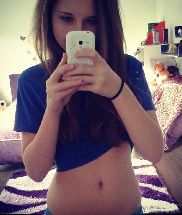 Cute brunette teen selfie