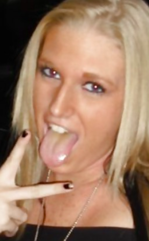 Hottie blonde tongue out