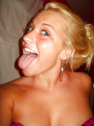 blonde tongue out