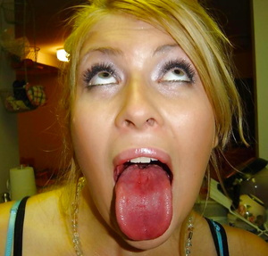 blonde tongue out