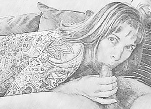 Blowjob sketch with eye contact