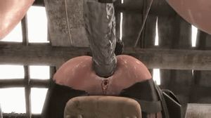 huge strapon plunges into her gaping hole