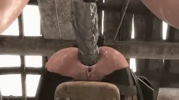 huge strapon plunges into her gaping hole