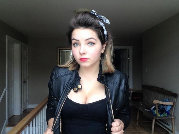 curvy teen slut in leather jacket