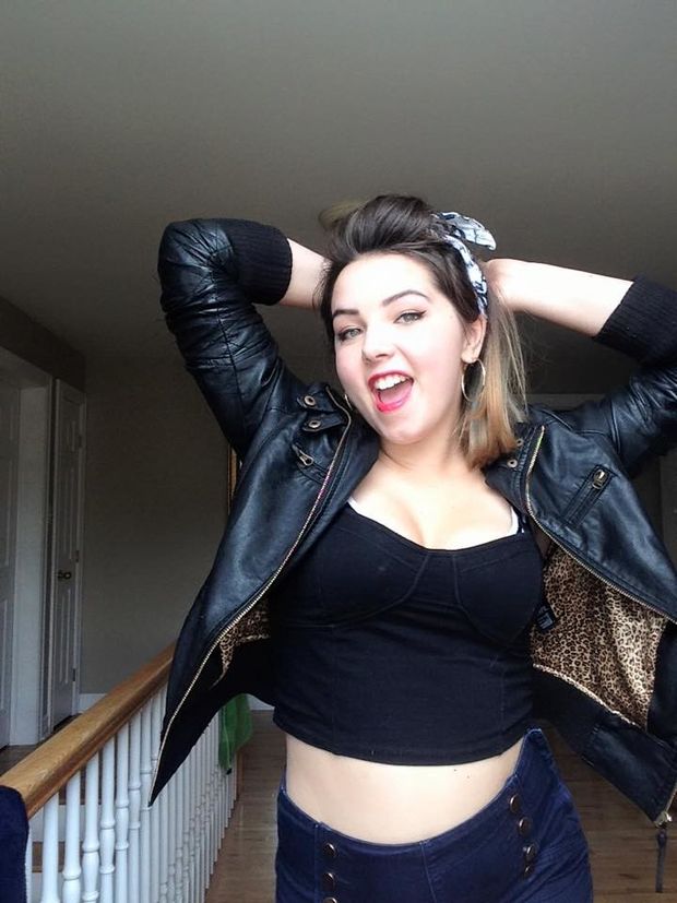 curvy teen slut in leather jacket