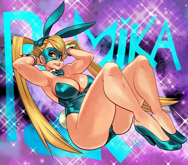Mika with a bunny suit