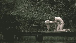 Bent over on the dock