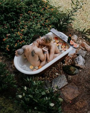 Sexy Couple Outdoor Bath