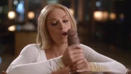 Emma Hix in cocklust as she strokes BBC