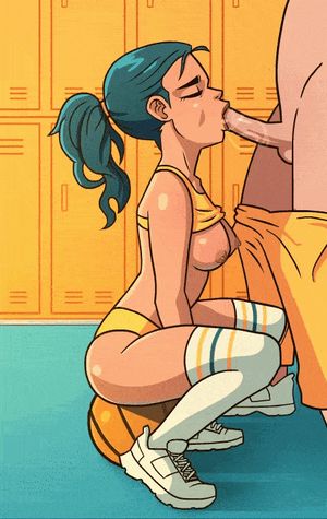 Teen deep throating coach’s dick after practice.