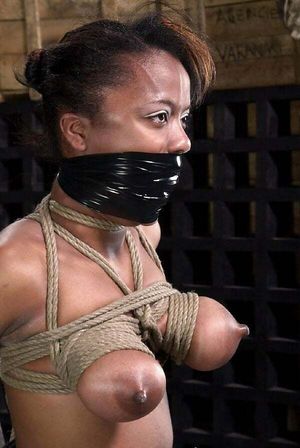 Helpless to stop nipple torment for her roped tits