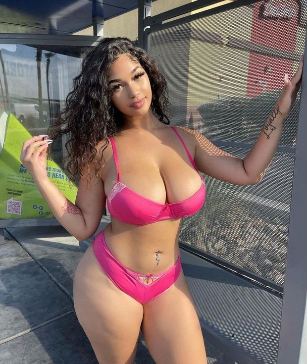 Lexie huge boobs pink bikini