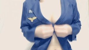 Lusty Asian flashing her big tits