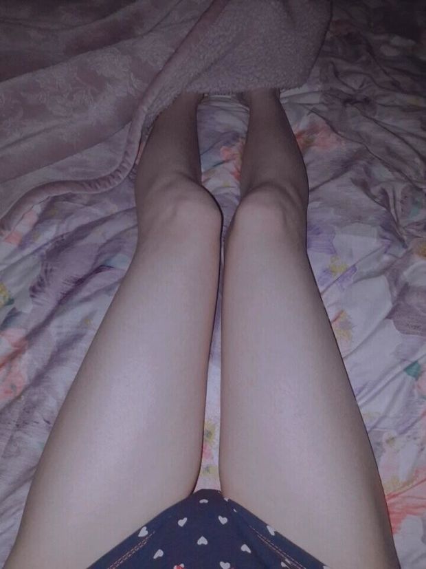 Girlfriend show off her legs to friends