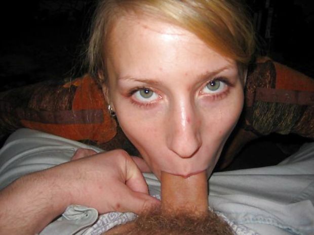 Green eyed blond teen giving some service