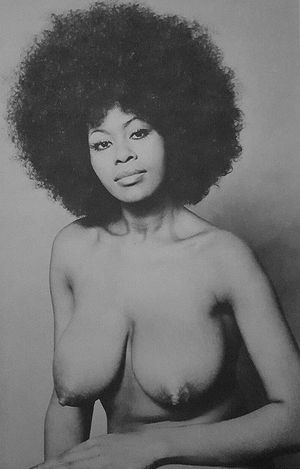Modella nuda nera con afro