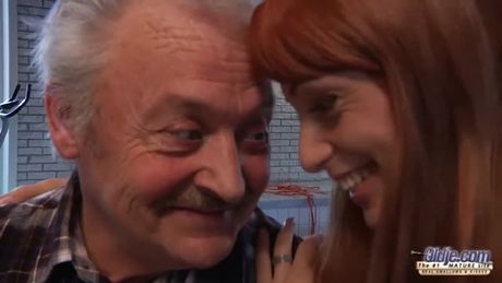 Grandpa gets beautiful redhead