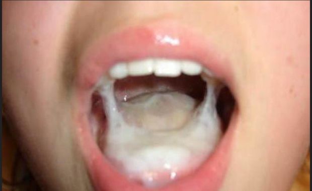 Mouth full of cum