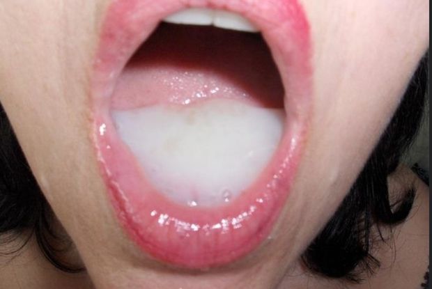 Mouth full of cum