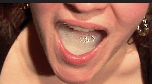 Mouth full of cum