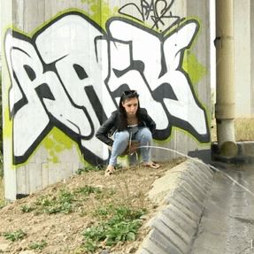 She has a fire hose between her legs