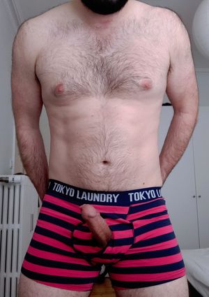 Large hard cock out of sexy boxers