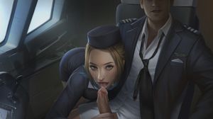 Sexy Airlines - Flight attendant Bela Block and friends - Sexy stewardess