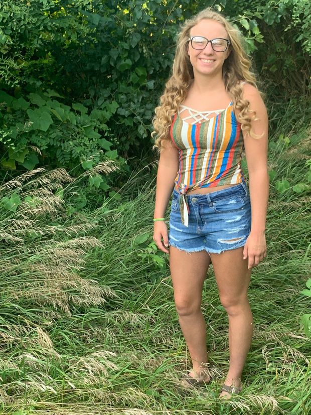cute blonde teen outside