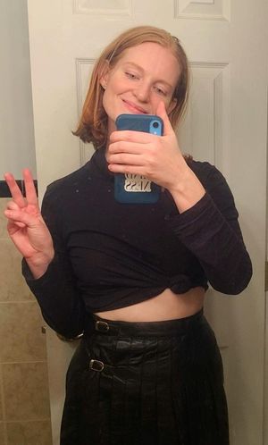 cute redhead bathroom selfie