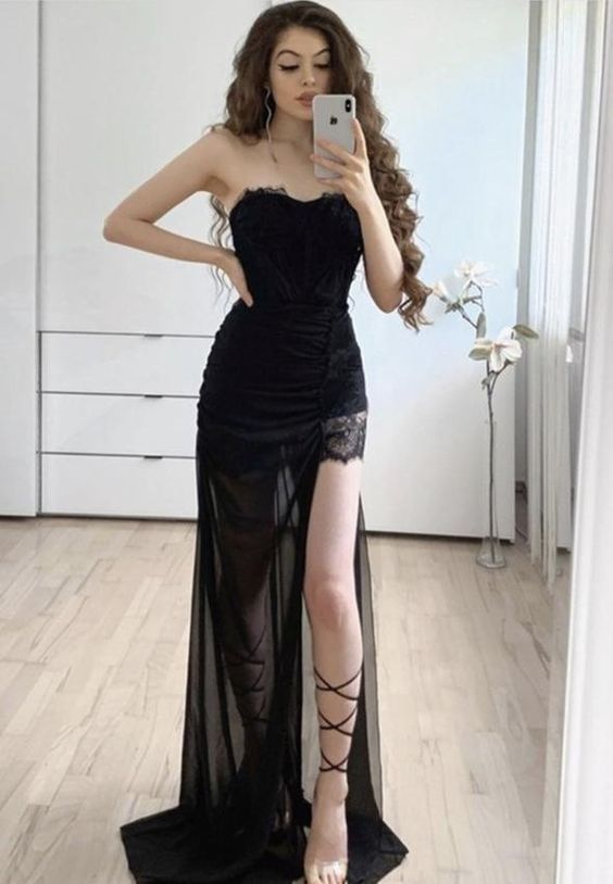 Brunette in elegant dress