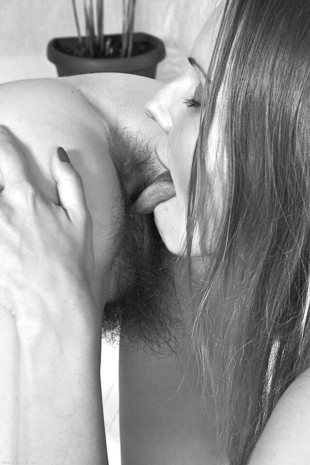 Licking her girlfriends hairy ass hole