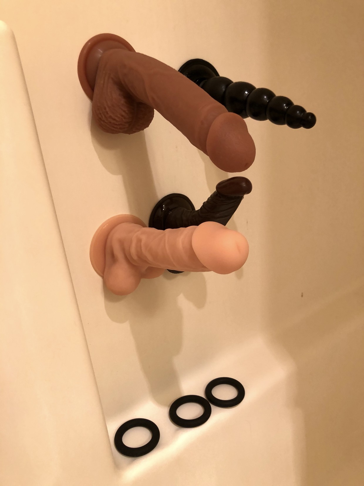 cleaned dildos in shower