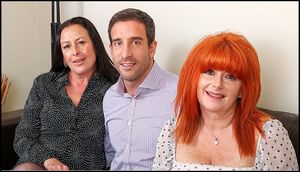 Salesman fucking two older and horny housewifes