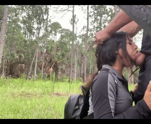 Rough outdoor face fuck