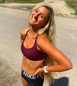 College runner in workout clothes