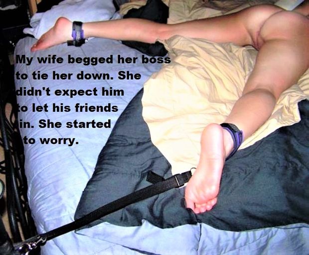 Tied down for her boss...and his FRIENDS?