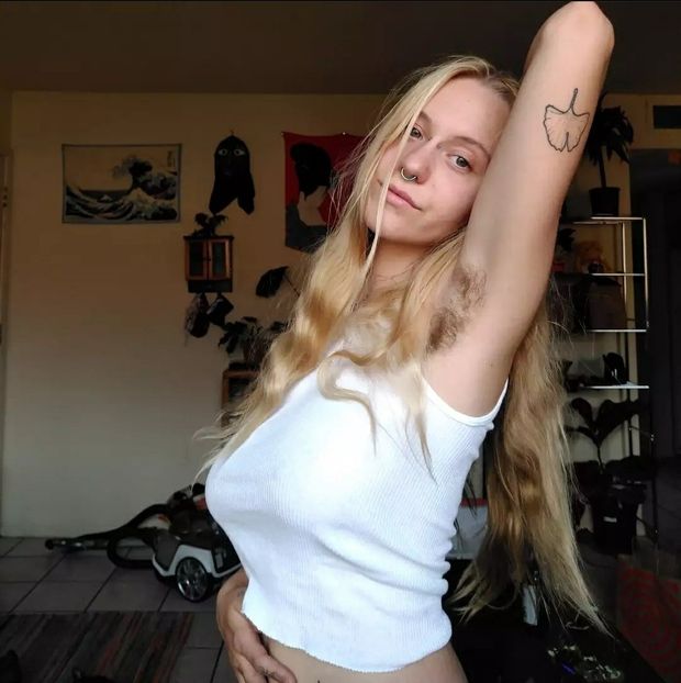Hairy blonde pits