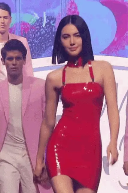 Red latex dress