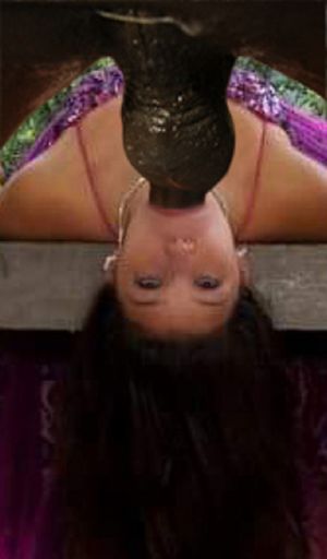 Valeria Soledad Moncada Gags On a Huge BBC While Laying Upsidedown On Her Back