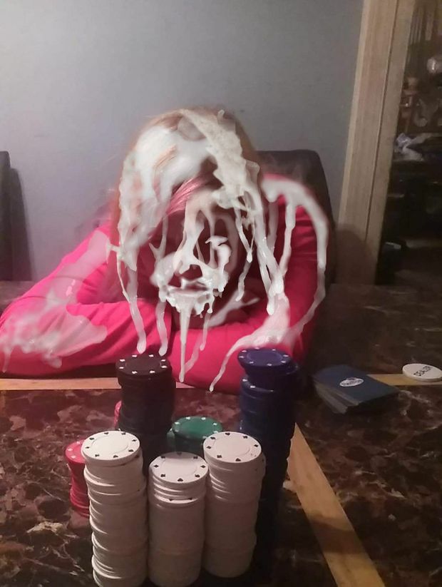 Useless Lil Cum Whore Angel Clark Regrets Betting On a Massive Bukkake Facial If She Lost The Poker Game.