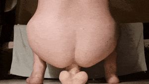 Big dildo deep in pussy ass